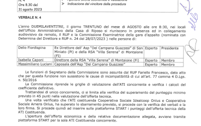 Procedura aperta per l’affidamento triennale dei servizi socio-assistenziali e socio-sanitari, generali e di ristorazione della apsp “del campana guazzesi” con possibilità di opzione per ulteriori tre anni